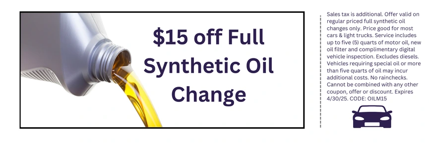 $15 off Full Synthetic Oil Change