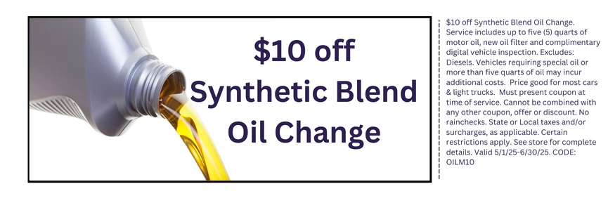 $10 off Synthetic Blend Oil Change