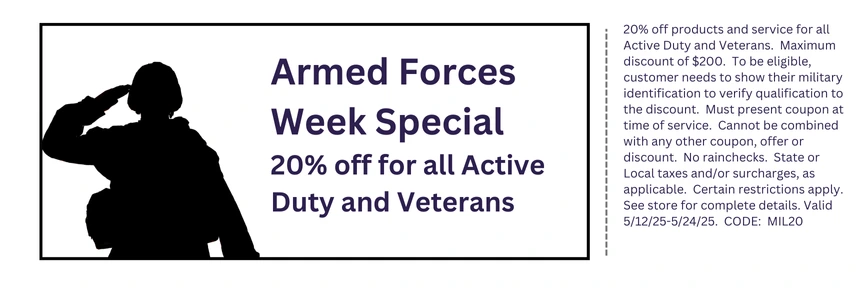 Active Duty & Vets - 20% Off