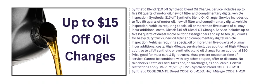 $10 off Synthetic Blend Oil Change